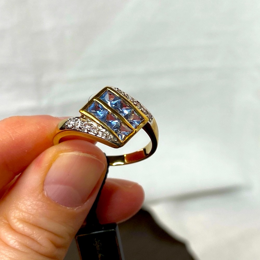 New Fifth Avenue Collection Ring Stainless Steel Gold Plated Size 13 Rhinestone